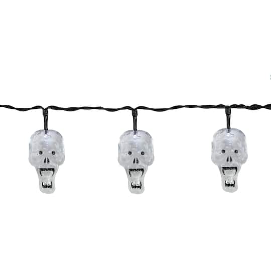 10ct. White Skull LED Halloween String Lights